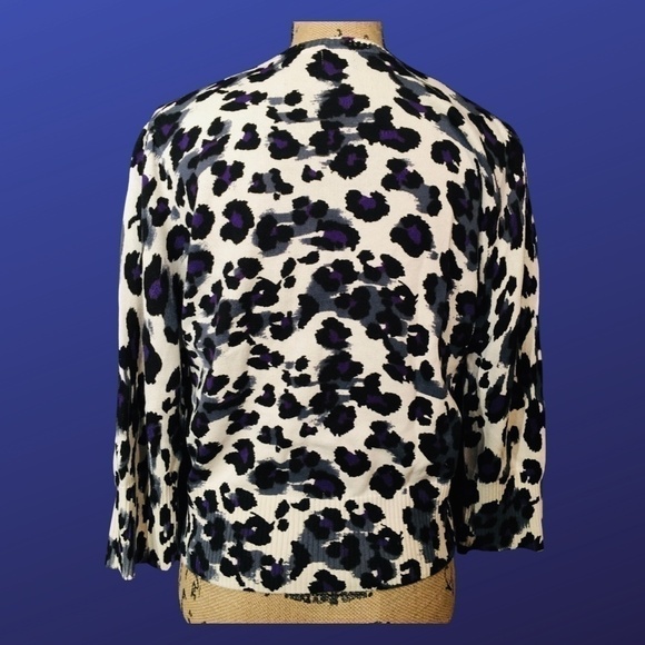 NICOLE MILLER Spring Summer Cardigan, Pre-owned; Multicolor LEOPARD print, Large - Picture 2 of 8